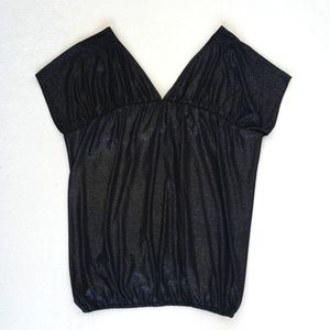 Vintage Women’s New York & Co Black Shimmery Metallic Cap Sleeve Blouse XS